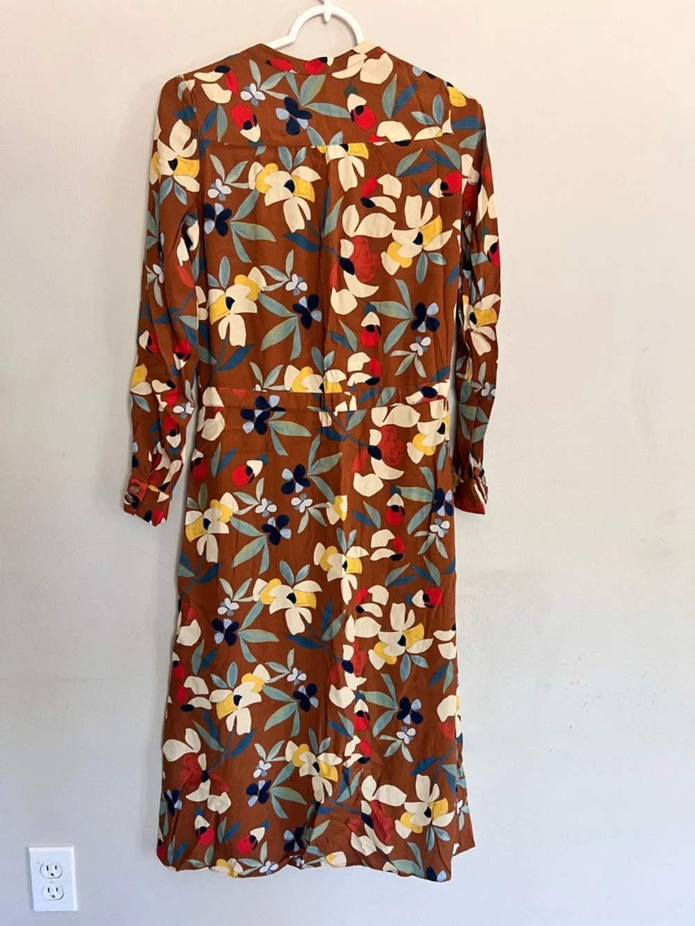 Sezane Vicky Floral Print Lined Midi Dress Long Sleeve Size 34 - Picture 4 of 5